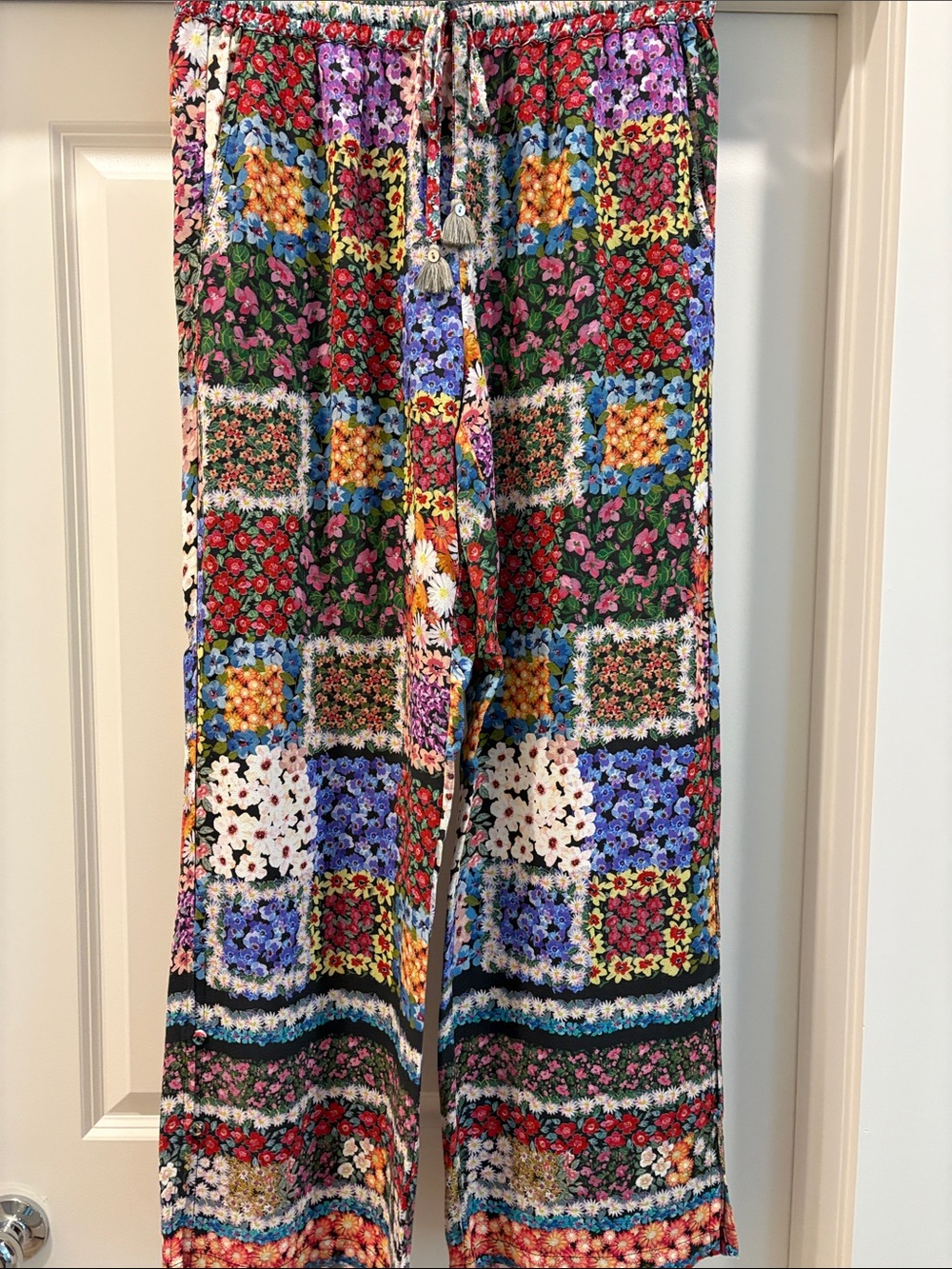 Johnny Was Winifred Floral Print Wide Leg Pants Sz Medium